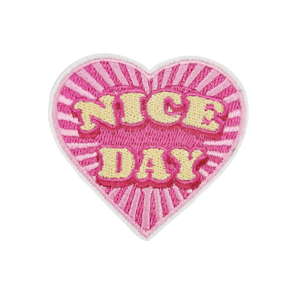 9Pcs Pink Heart Shape Embroidered Patch