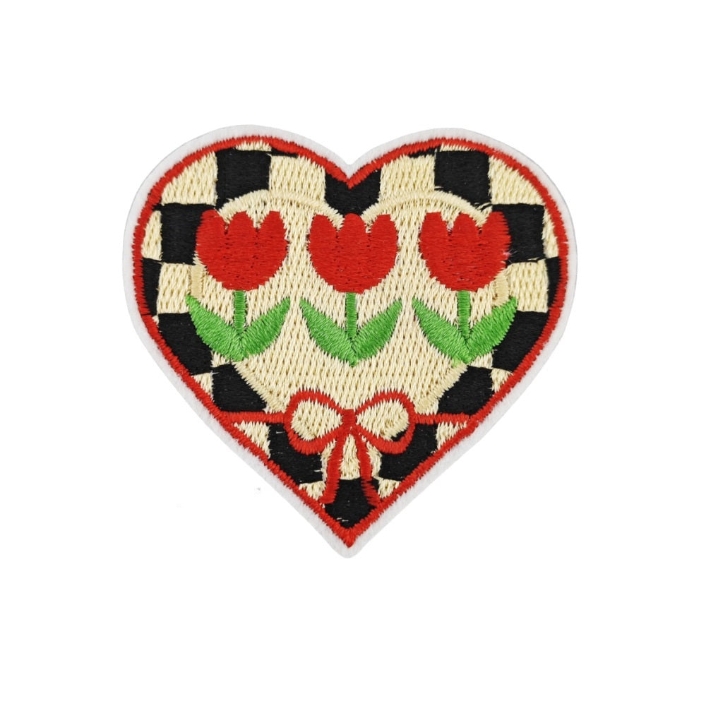 9Pcs Pink Heart Shape Embroidered Patch