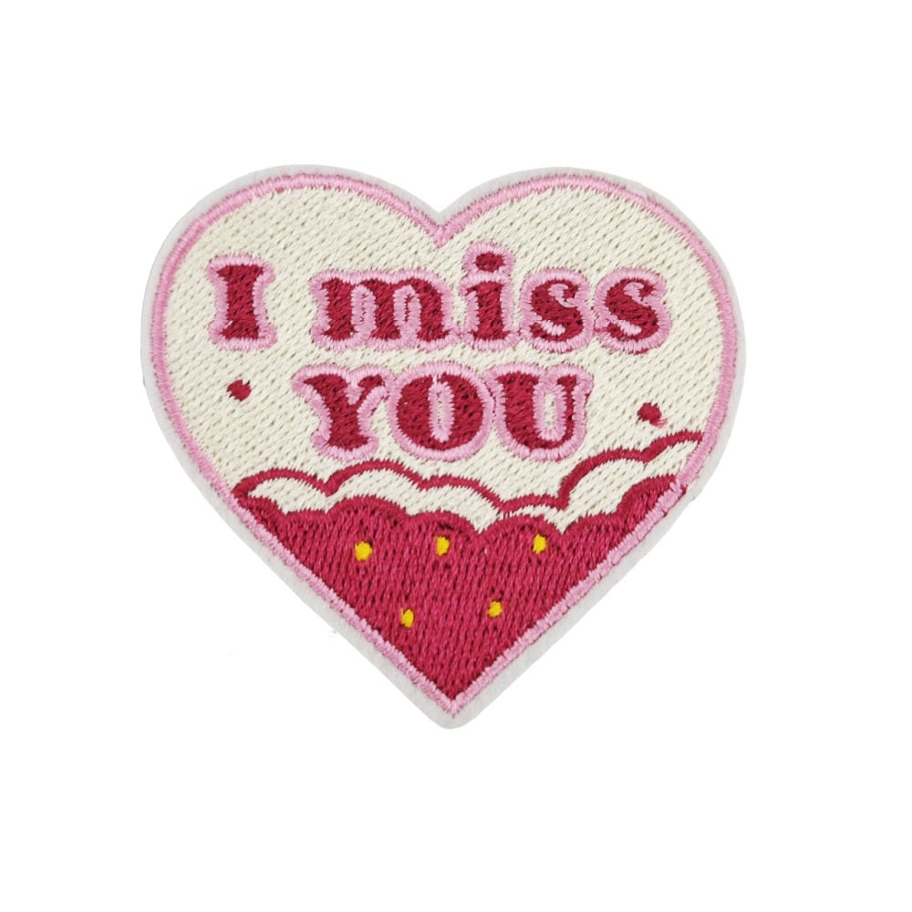 9Pcs Pink Heart Shape Embroidered Patch