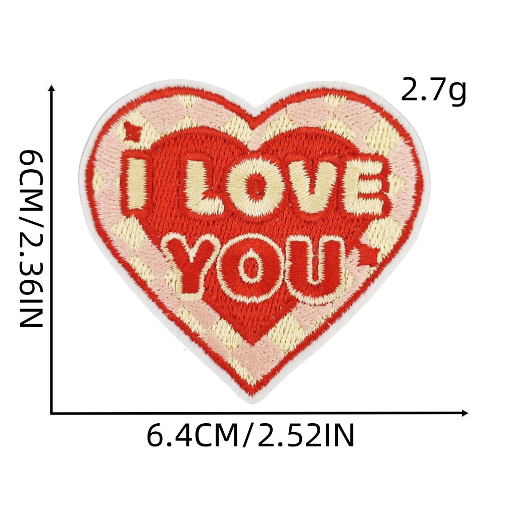 9Pcs Pink Heart Shape Embroidered Patch