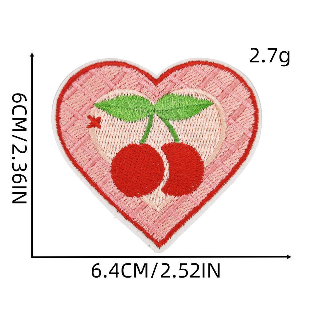 9Pcs Pink Heart Shape Embroidered Patch
