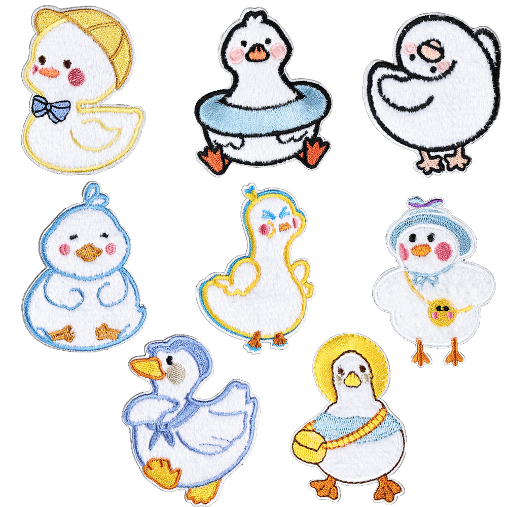 8Pcs Animal Cute Duck Embroidered Patch