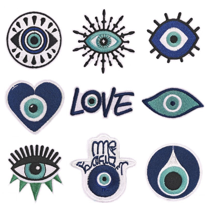 9Pcs Eye Shape Embroidered Patch