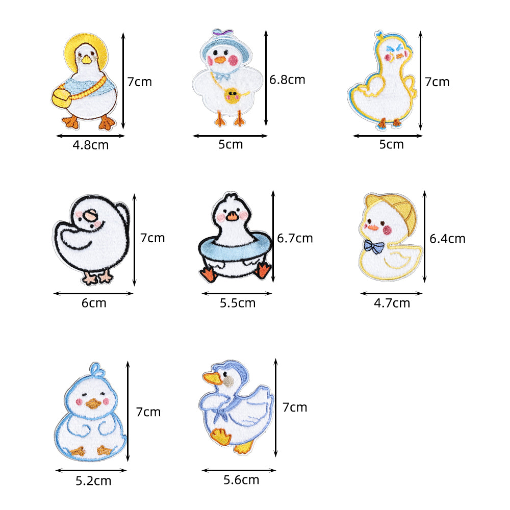 8Pcs Animal Cute Duck Embroidered Patch