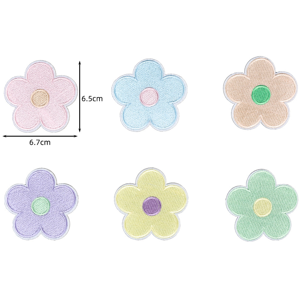 6Pcs Flower Shape Embroidered Patch
